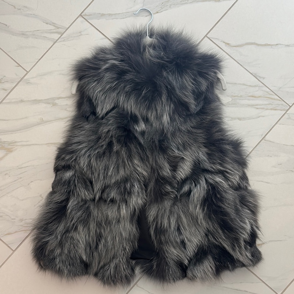 Adrienne Landau Gray Fur Vest